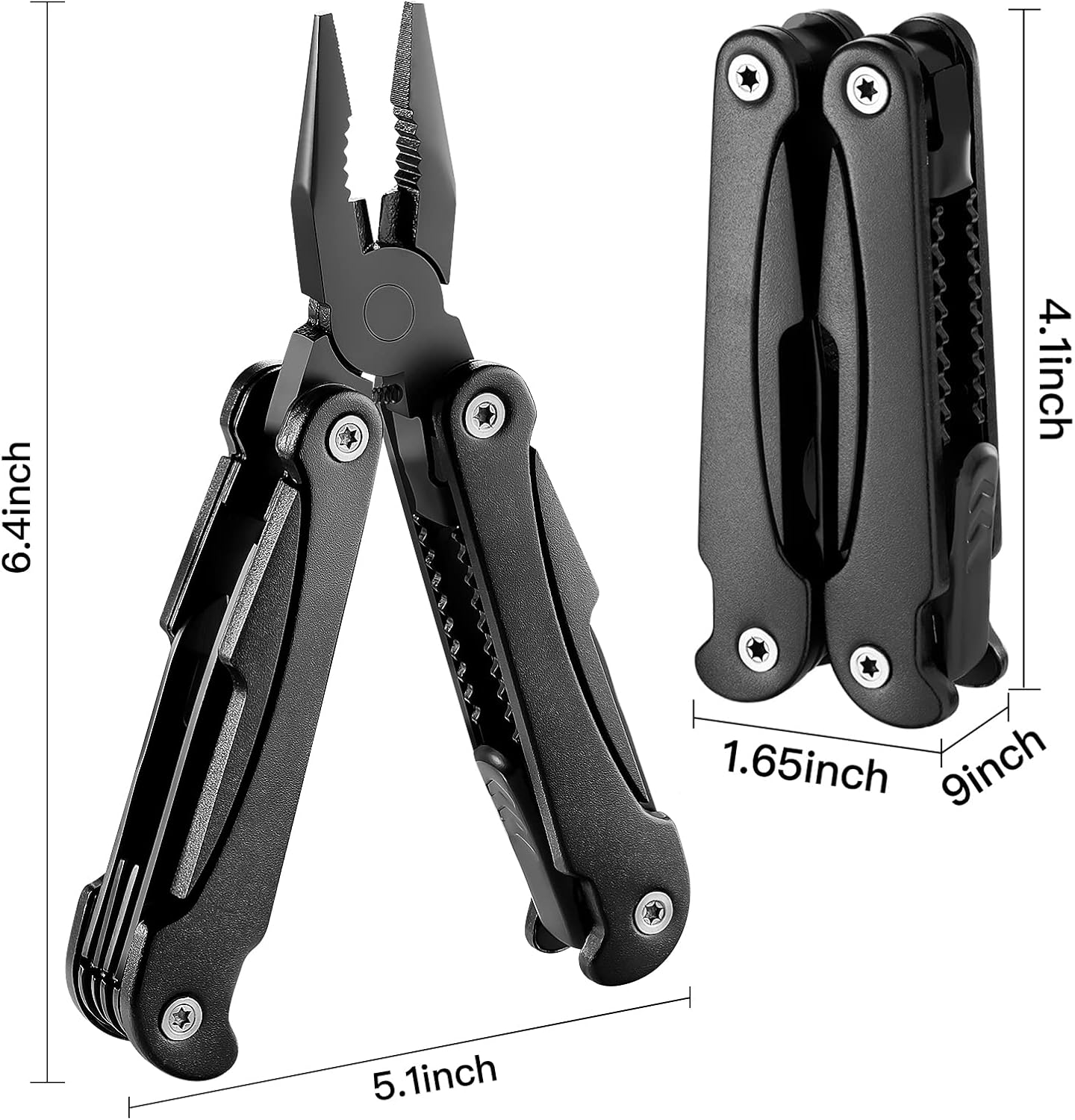 14 IN 1 Multitool Pliers with Pocket Clip, Portable Pocket Knife Camping Tool - Needle Nose Pliers, Replaceable Wire Cutters, Screwdrivers & Saw, Ideal Multitool Gifts for Men, Dad, Husband - Image 3
