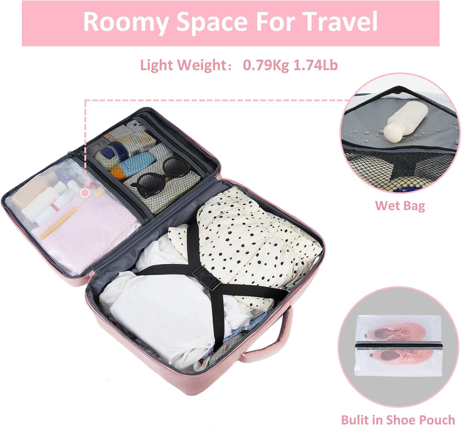 Taygeer Travel Backpack for Women, Carry On Backpack with Water Bottle Pocket & Shoe Pouch, TSA 15.6inch Laptop Mochila Flight Approved, Nurse Bag Casual Daypack for Weekender Business Hiking, Pink - Image 4